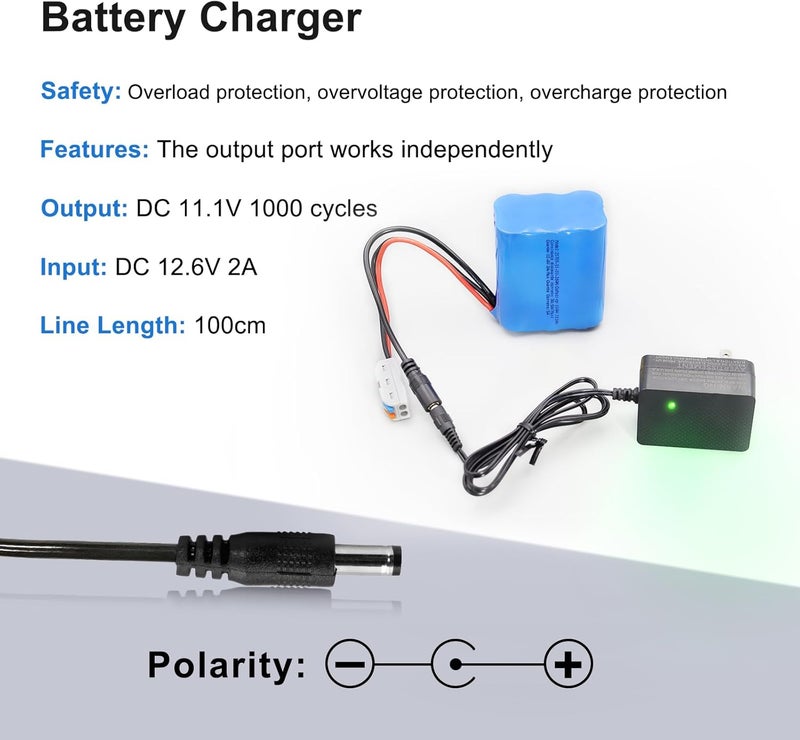 KBT KEEP BETTER TECH KBT 12V 10000mAh Rechargeable Li-ion Battery, Bare Leads Wire Replacement Battery Pack with 12V Charger Compatible for 12Volt Devices RC Car, RC Boat, Robot, DIY, LED Light Kit - Image 5